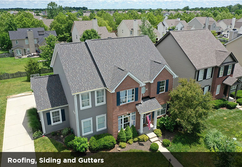 Westfield Indiana, Owens Corning architectural shingle, ridge vent drip edges, six-inch aluminum gutters